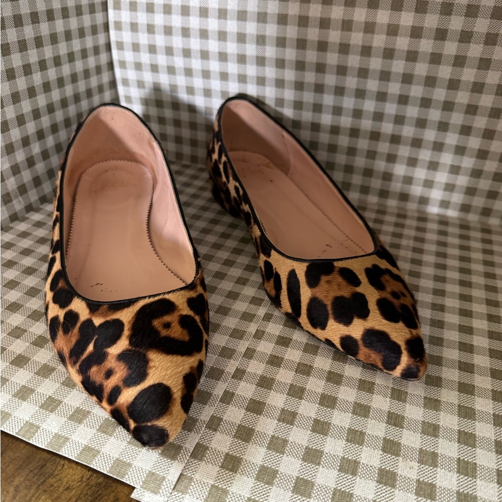 J.Crew Leopard Print calf hair Pointed Toe Ballet Flats - Women